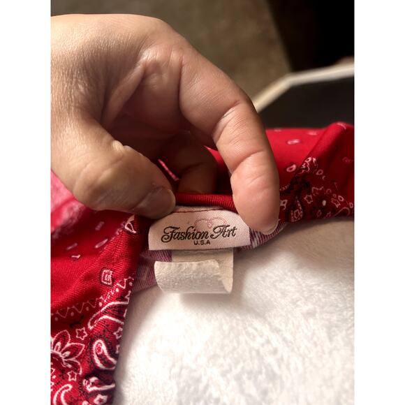 Fashion Art U.S.A. Bandana Blouse, Rodeo, Carnival Cowgirl Theme, Red Color, 2XL - Picture 9 of 12